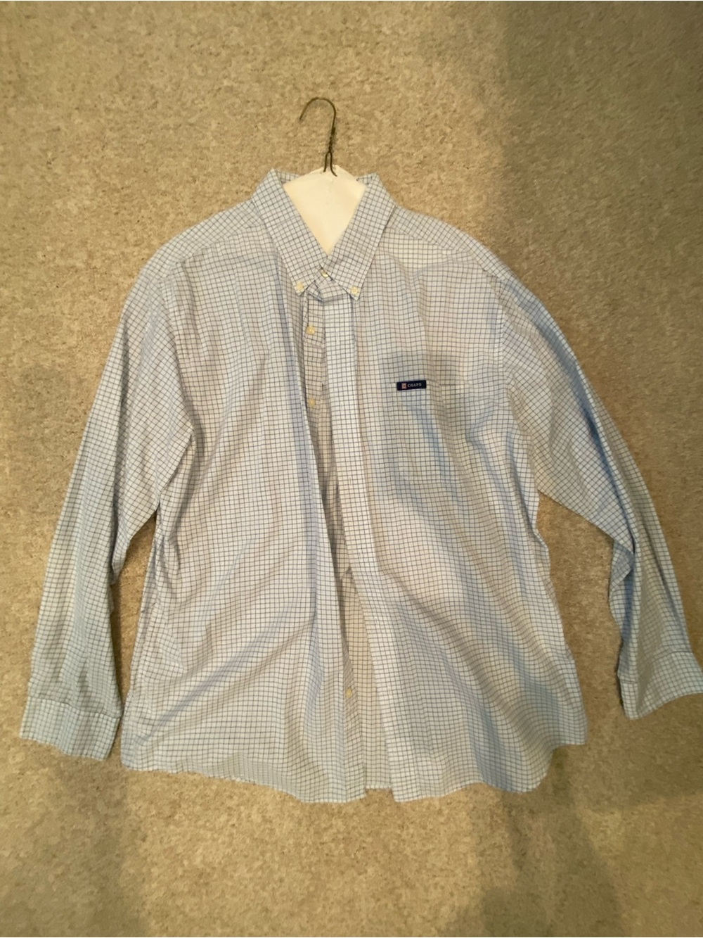Chaps Men’s Blue and White Checked Button-Down Shirt